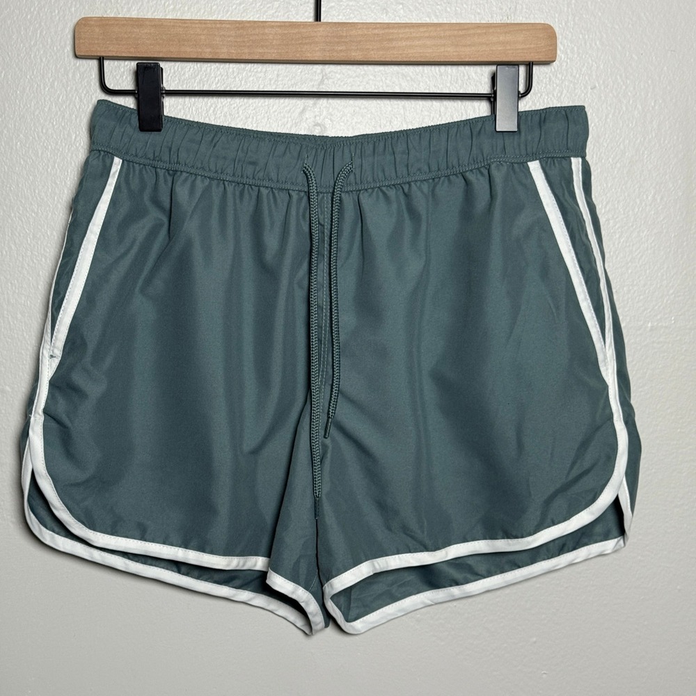 ASOS Design Mens Swim Trunks M Green Teal Shorts Vacation‎ Beach Resort